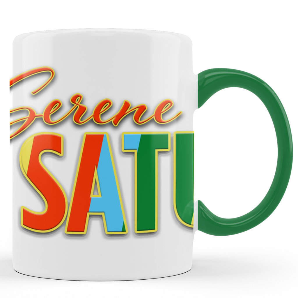 Printed Ceramic Coffee Mug | Day of the Week | Serene Saturday | 325 Ml.